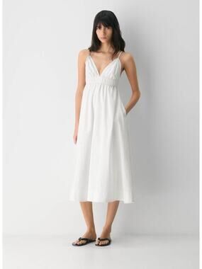 Aritzia Wilfred Babaton Encourage Poplin White Maxi Dress tag size medium